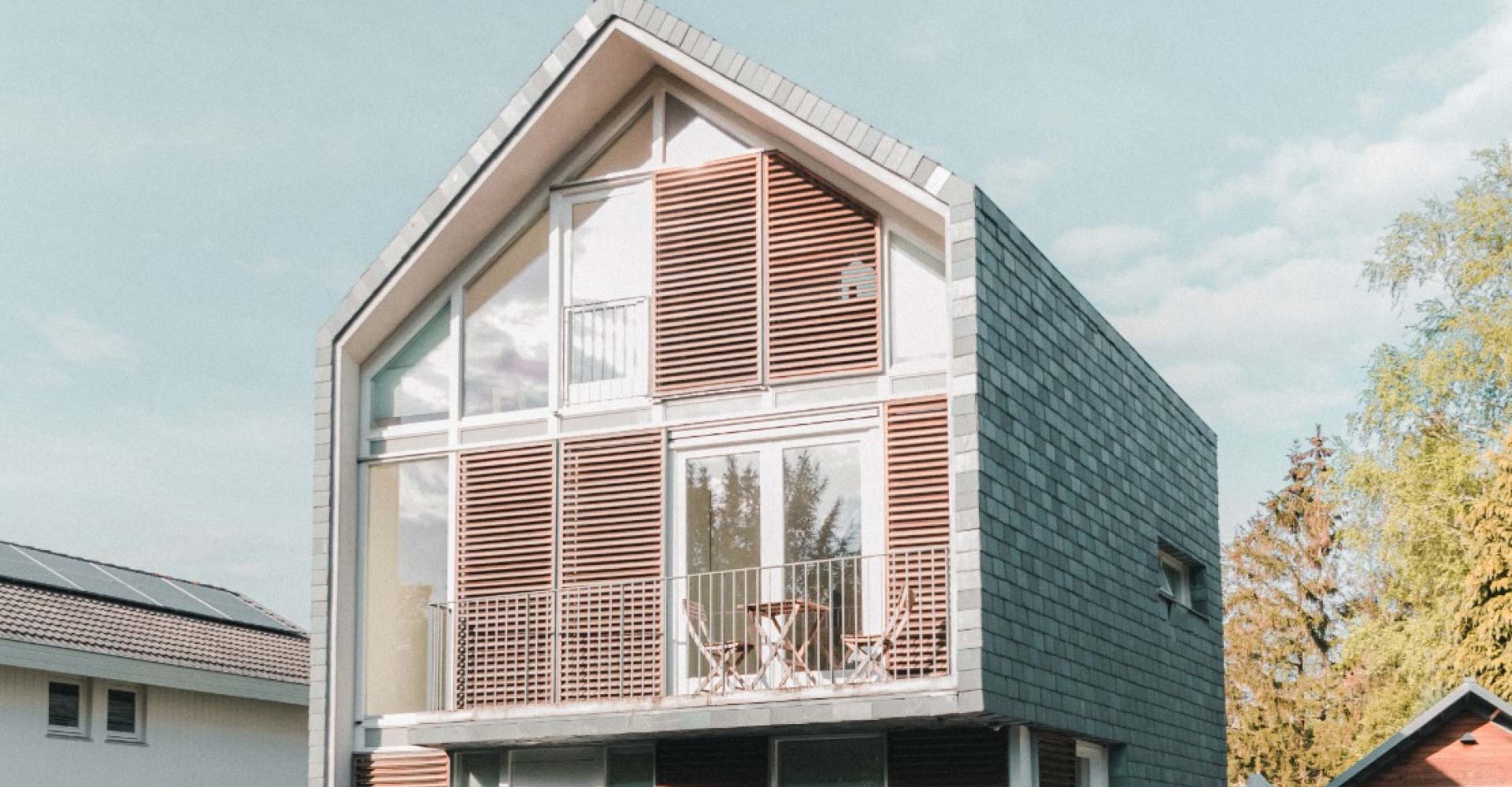 Tapper villa with shading window